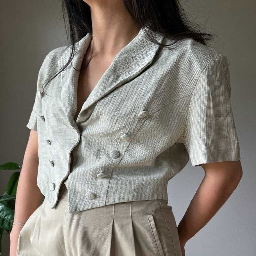 Vintage 90s button front loose fit boxy blouse be… - image 8