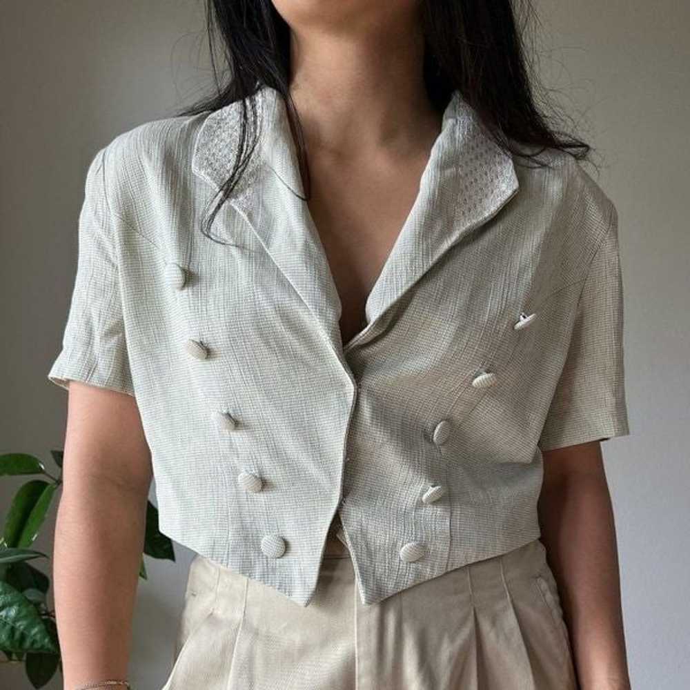 Vintage 90s button front loose fit boxy blouse be… - image 9