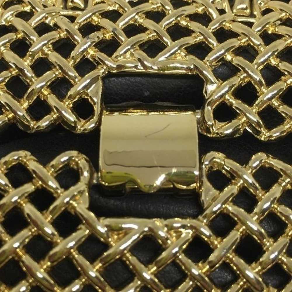 Vintage Wide Light Gold Bracelet, Basket Weave De… - image 2