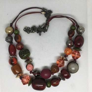 Vintage Chico’s Lucite And Metal Beaded Necklace,… - image 1
