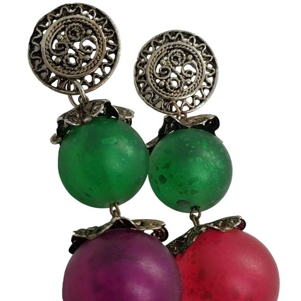 VINTAGE GREEN, RED & PURPLE ACRYLIC HOLLOW BALL D… - image 4