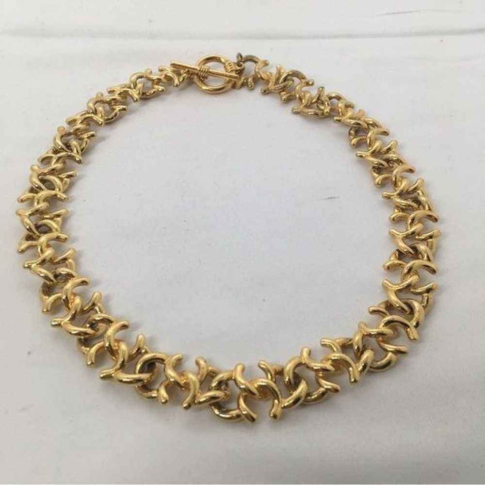 Vintage Anne Klein Gold Intricate Link Necklace - image 1