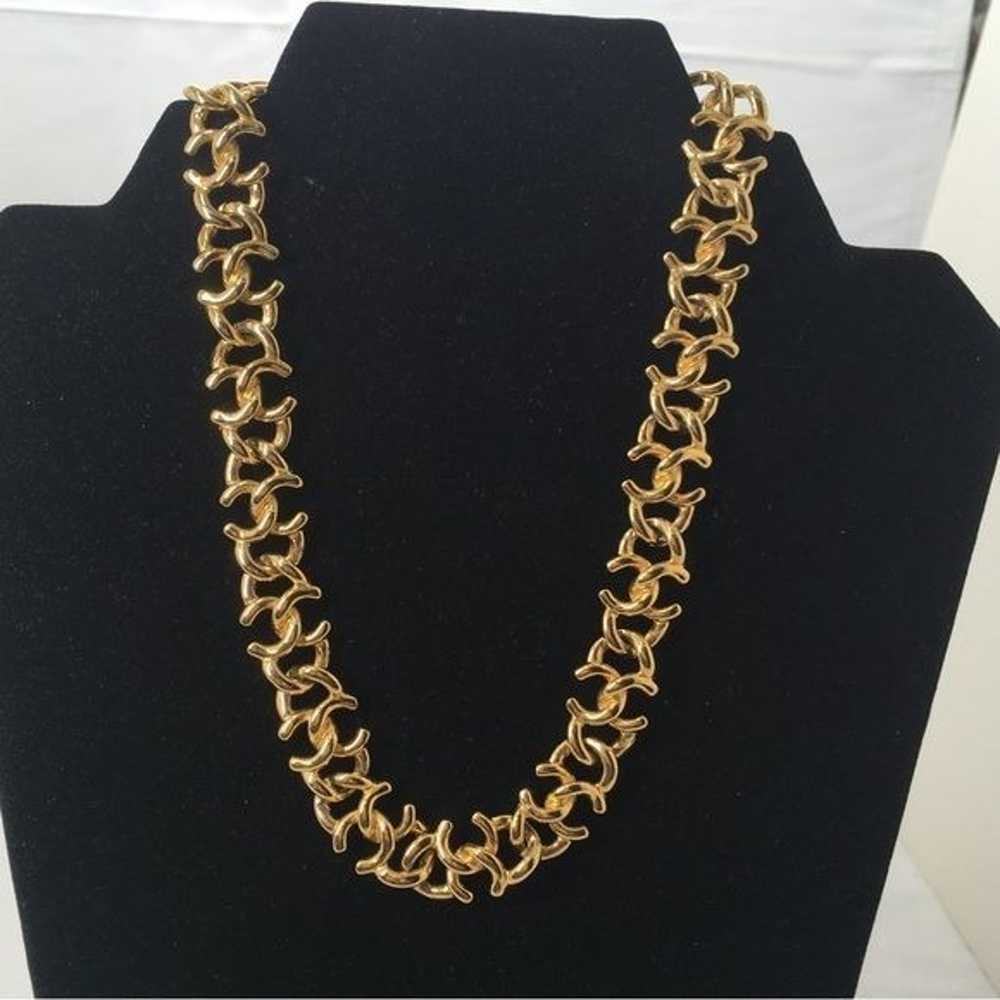 Vintage Anne Klein Gold Intricate Link Necklace - image 2