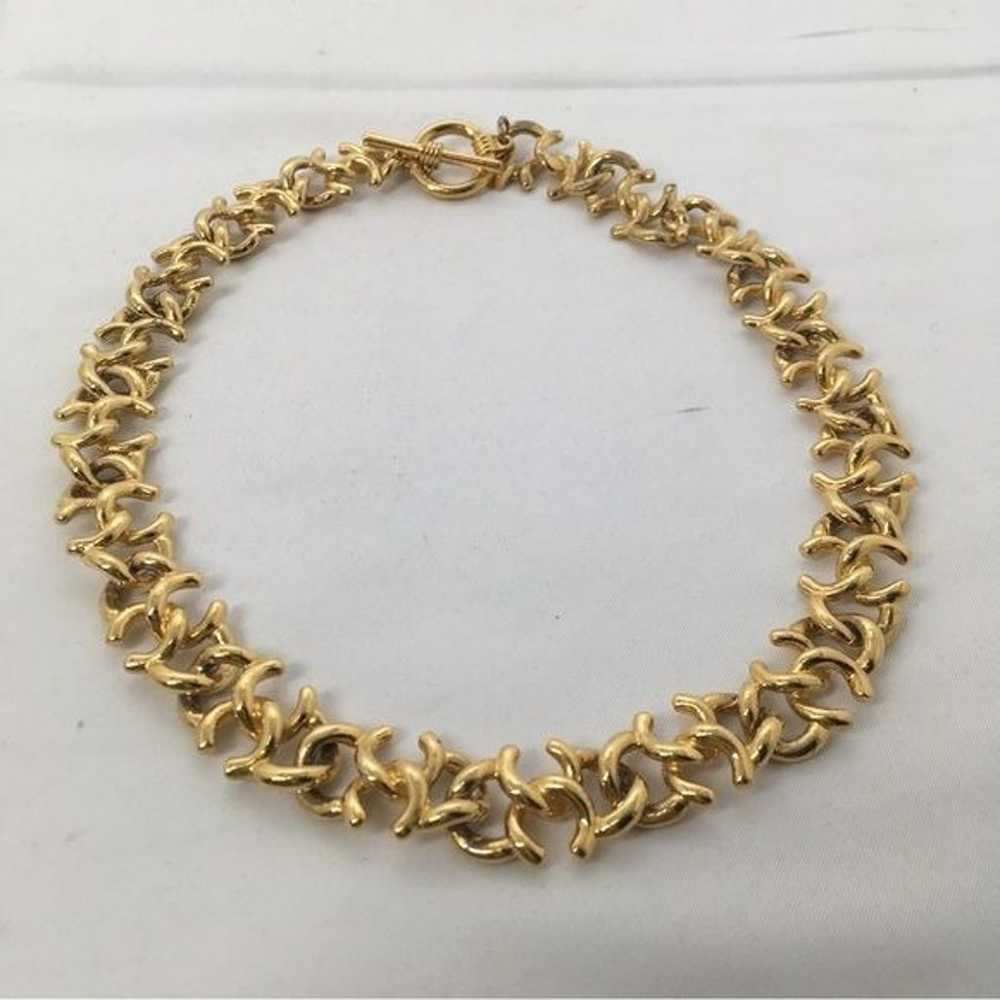 Vintage Anne Klein Gold Intricate Link Necklace - image 5