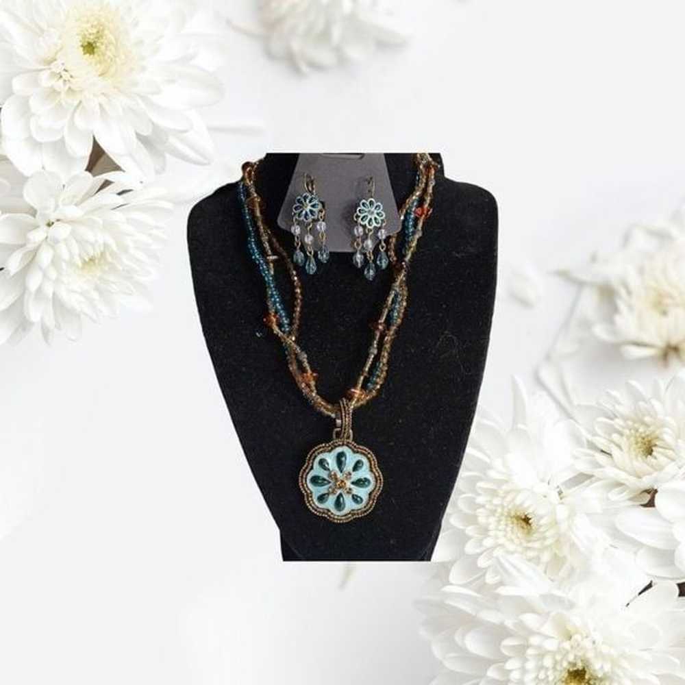 Avon 2006 Necklace & Leverback Earrings Teal & To… - image 10