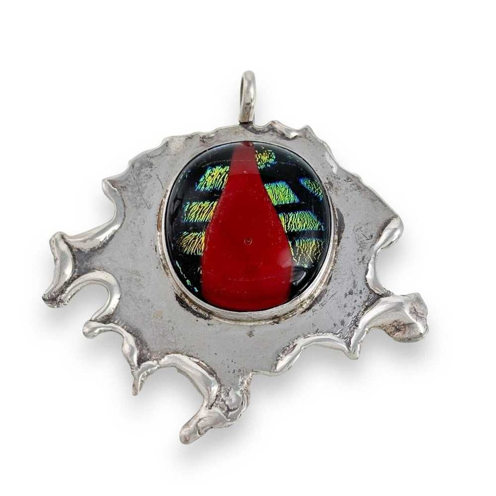 Vintage Artisan Sterling Silver 925 Abstract Red … - image 1