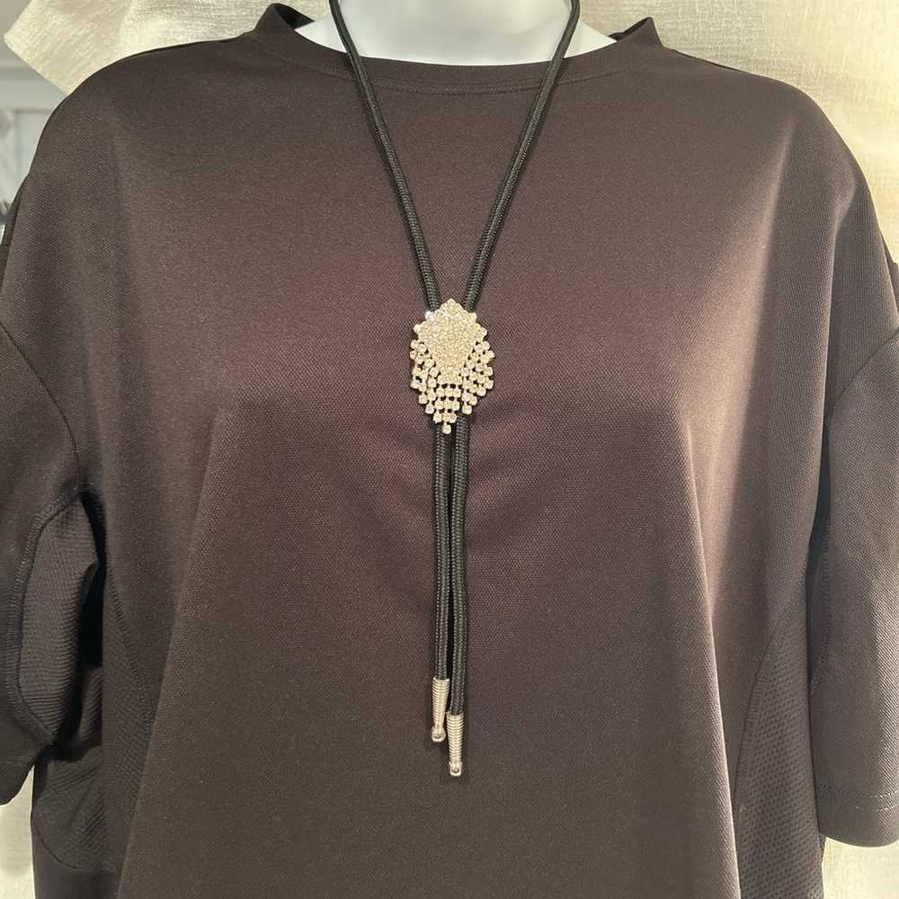 Necklace bolo tie rhinestones - image 1