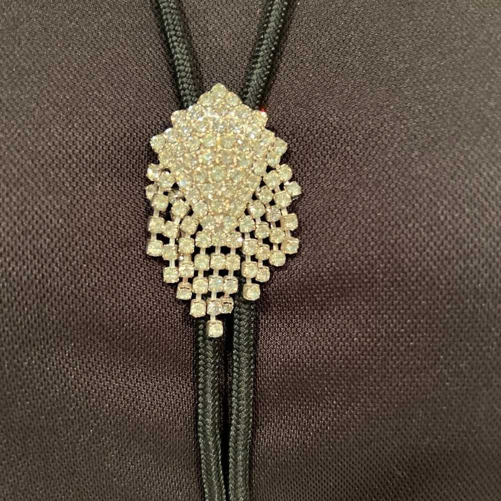 Necklace bolo tie rhinestones - image 2