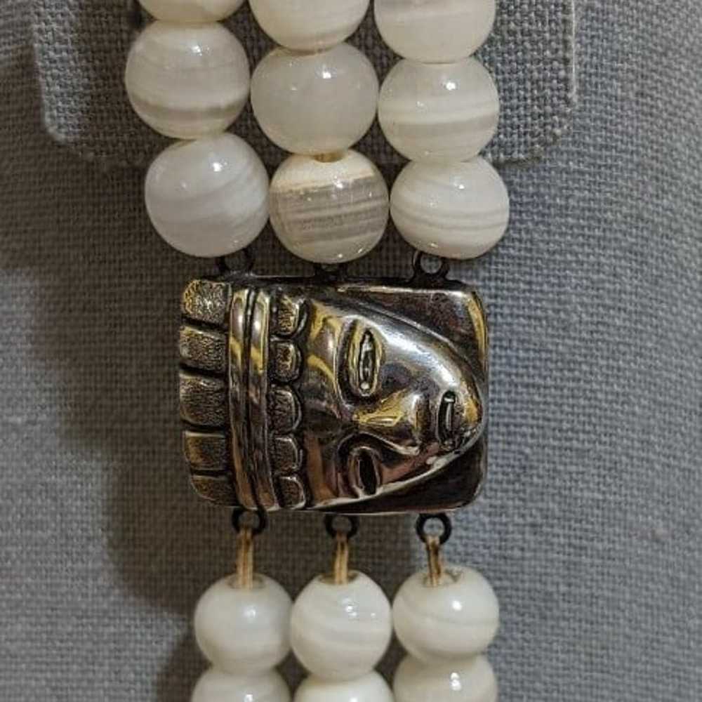 Vintage Mexican Aztec Mayan 925 Sterling Bracelet - image 1