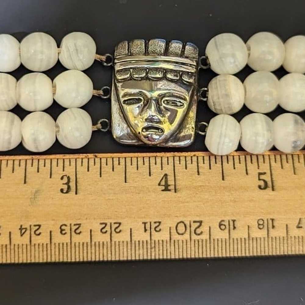 Vintage Mexican Aztec Mayan 925 Sterling Bracelet - image 8