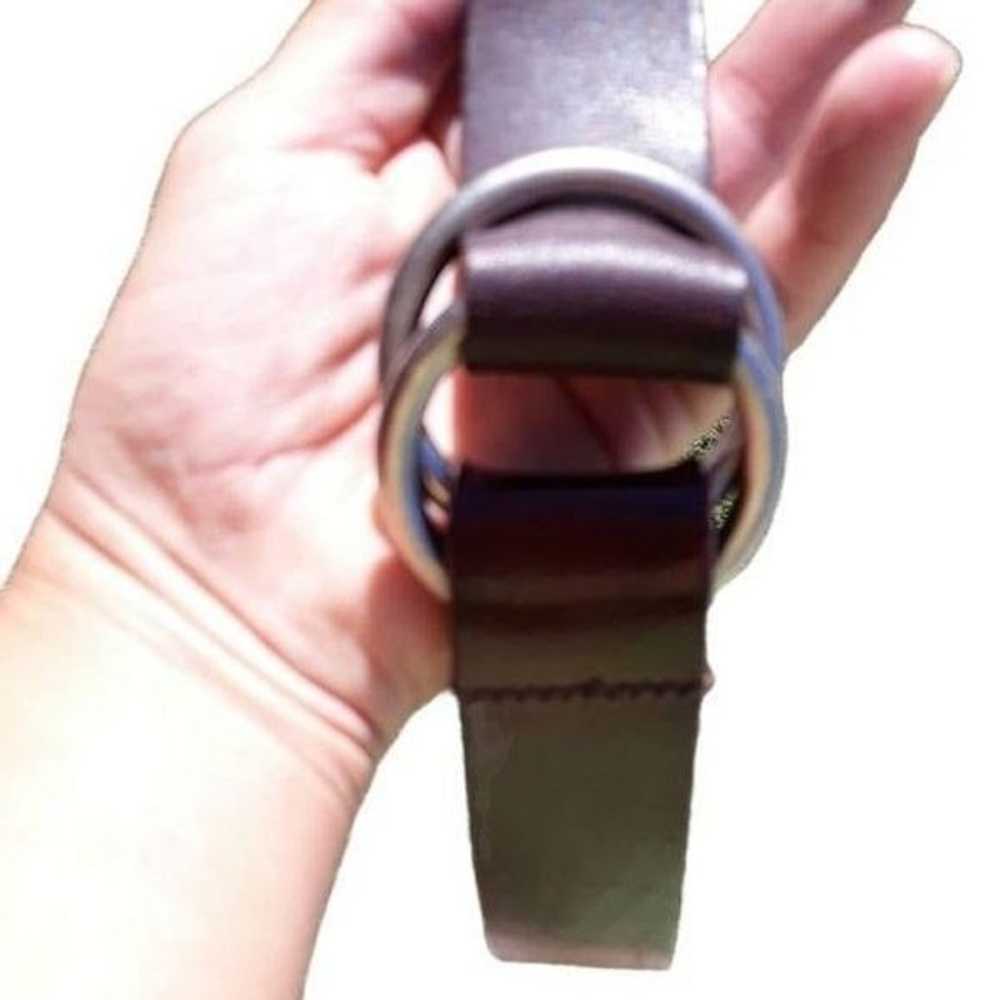 Vintage Belt Brown Leather 1.5" Silver O Ring Gro… - image 2