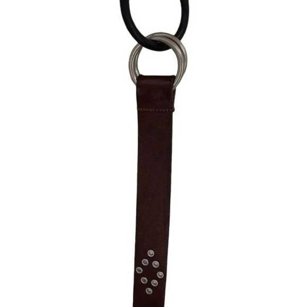 Vintage Belt Brown Leather 1.5" Silver O Ring Gro… - image 5