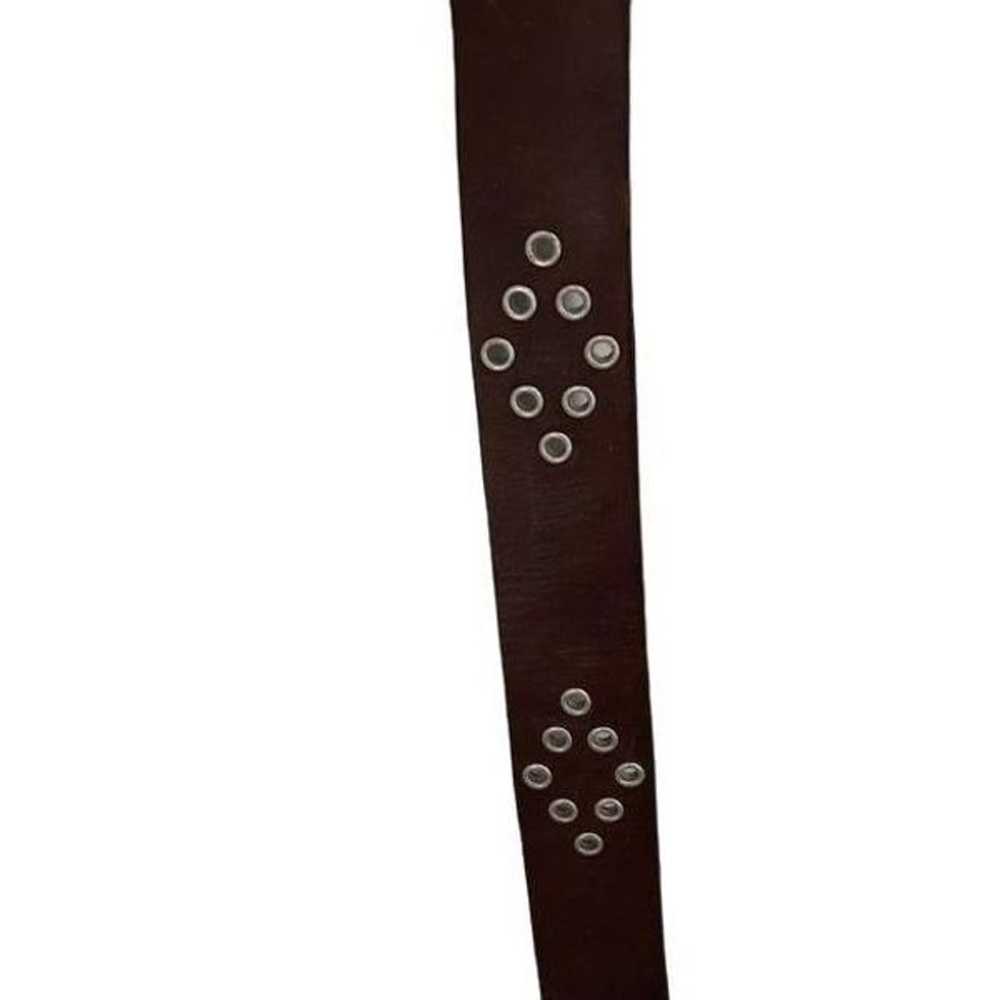 Vintage Belt Brown Leather 1.5" Silver O Ring Gro… - image 7