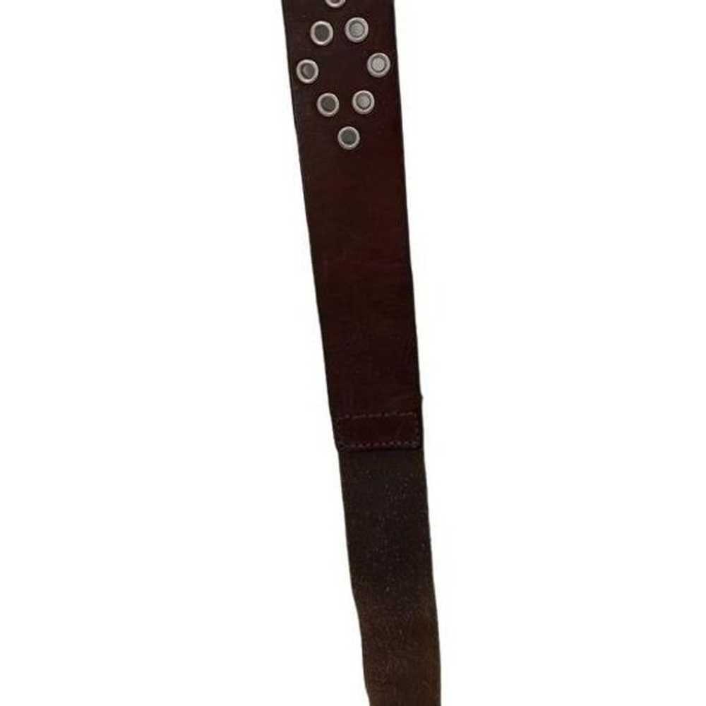 Vintage Belt Brown Leather 1.5" Silver O Ring Gro… - image 8