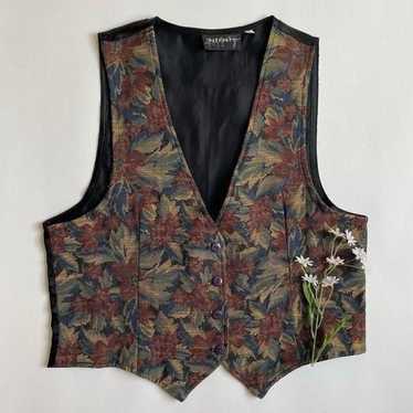 Vintage floral tapestry vest - image 1