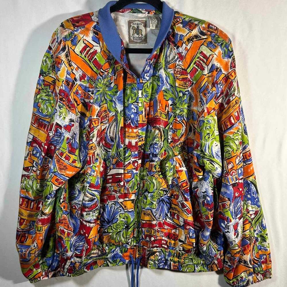 Kriss Kross Retro 100% Silk Jacket Coat Mix print… - image 9