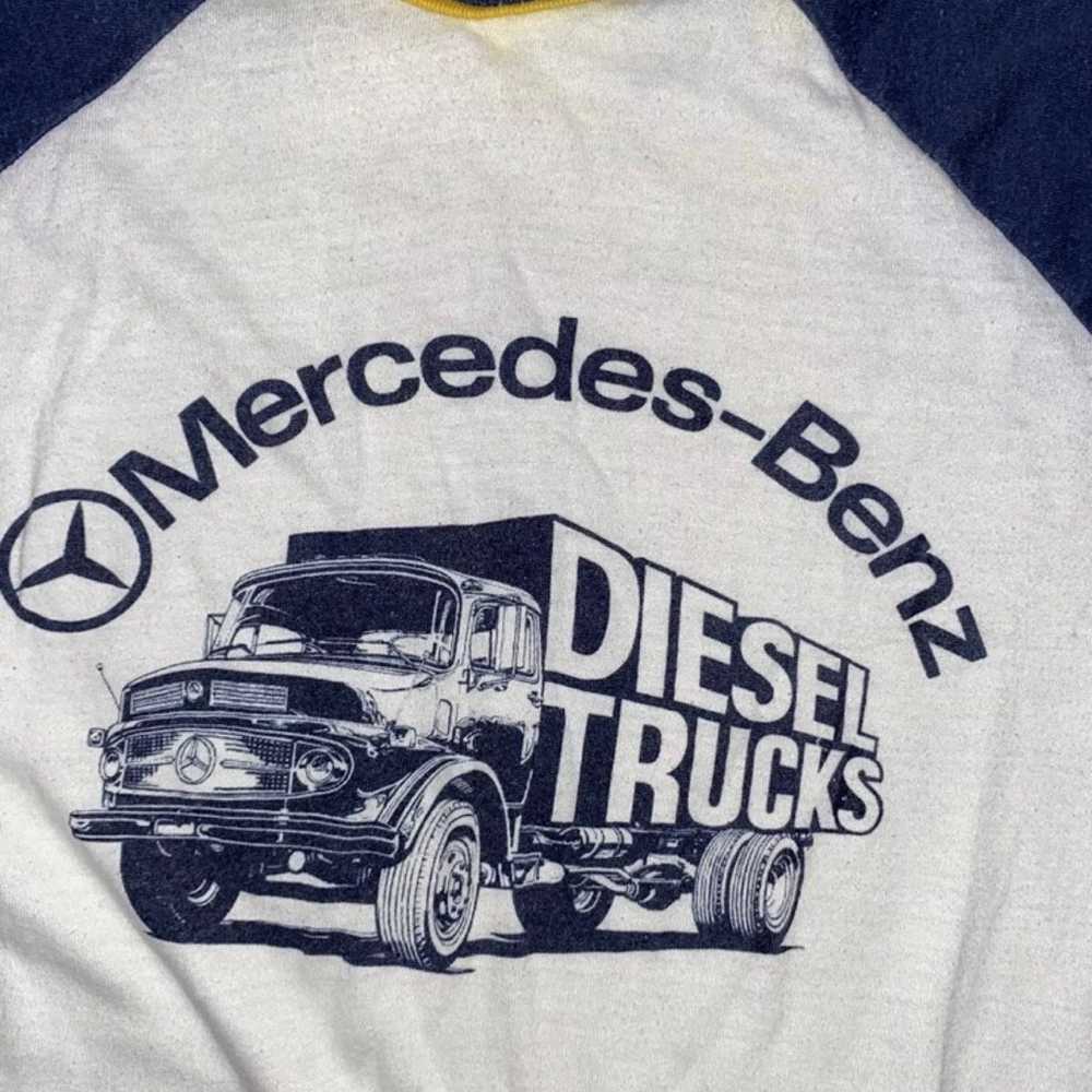 VTG Mercedes Benz Diesel Trucks Ringer T Shirt Me… - image 3