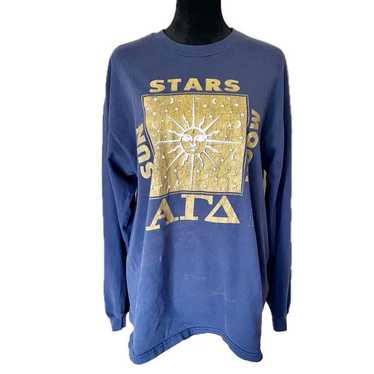 Vintage ALPHA GAMMA DELTA Blue Long Sleeve Shirt … - image 1