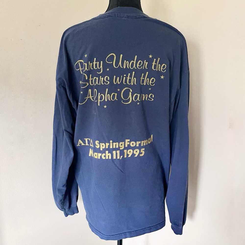 Vintage ALPHA GAMMA DELTA Blue Long Sleeve Shirt … - image 5