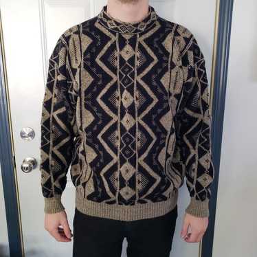 90s Unionbay Black and Tan Sweater
