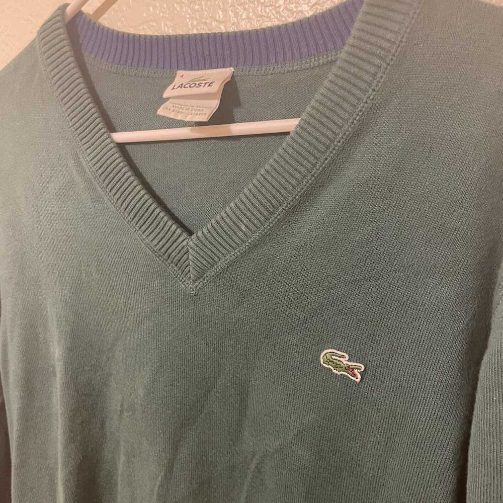 Vintage Lacoste 100% Cotton Mens V-neck Sweater -… - image 2