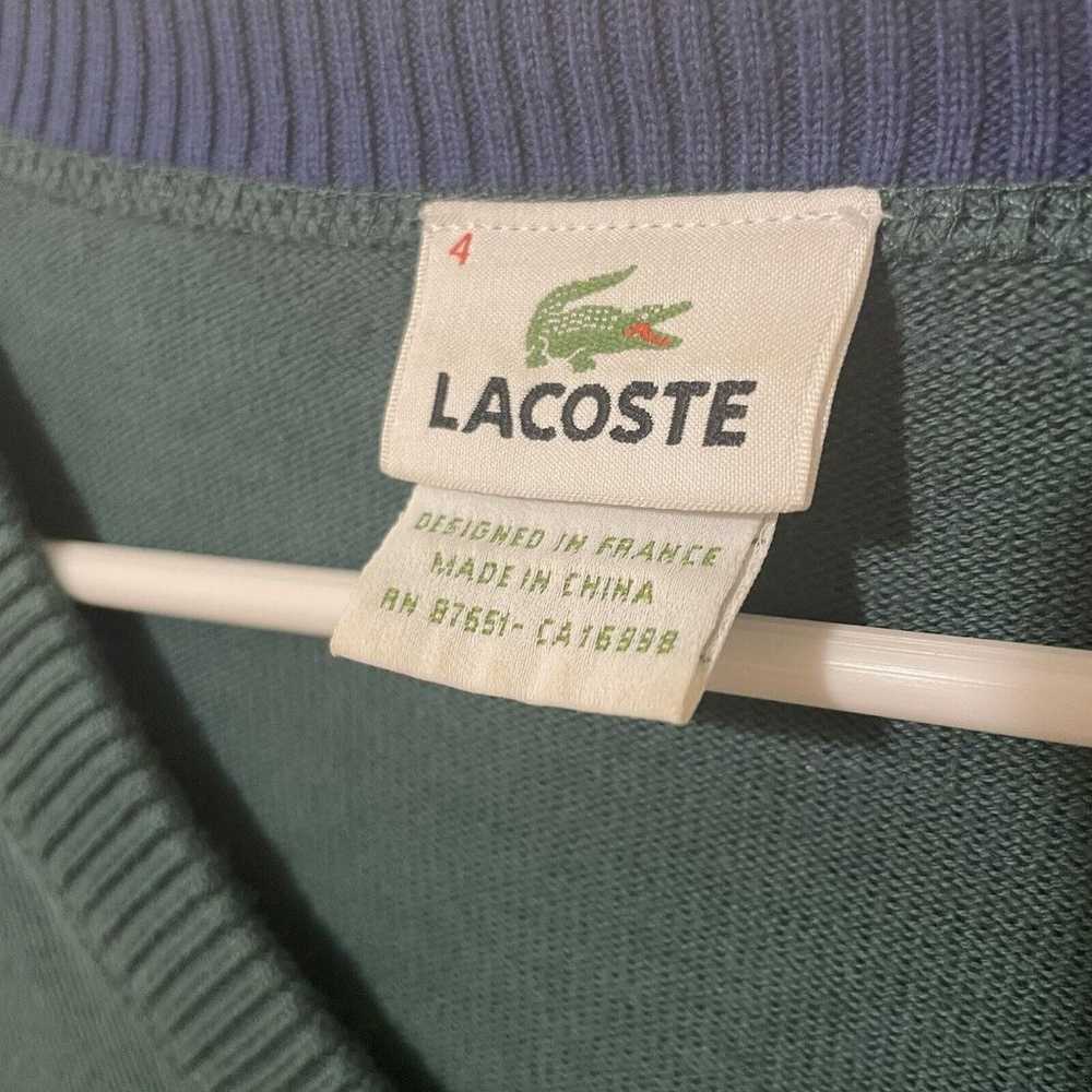 Vintage Lacoste 100% Cotton Mens V-neck Sweater -… - image 3