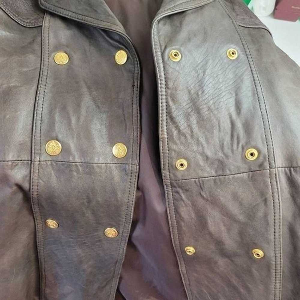 Braefair Vintage 80s Brown Leather Crested Gold B… - image 11