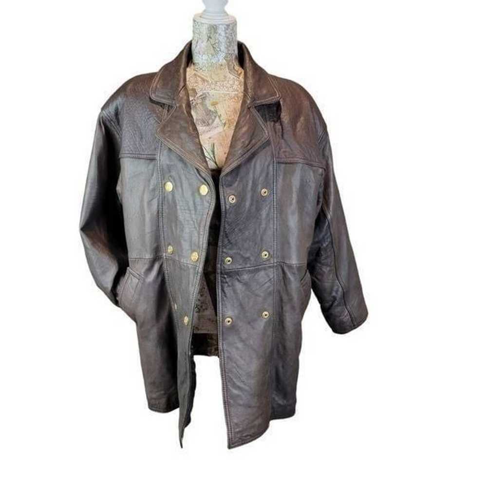 Braefair Vintage 80s Brown Leather Crested Gold B… - image 3