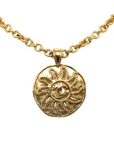 Chanel Gold-tone Sun Medallion Pendant Necklace