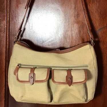 Burlap & Leather Handbag By Relic - image 1