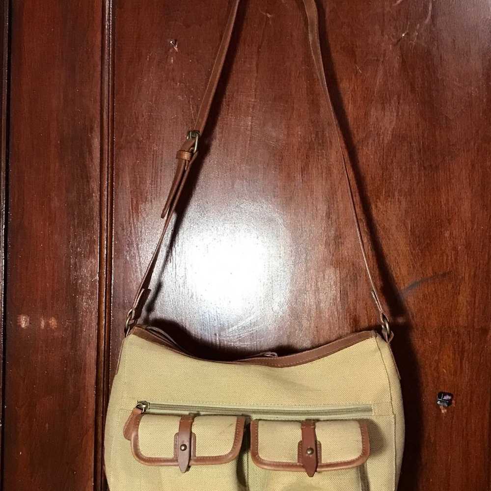 Burlap & Leather Handbag By Relic - image 2