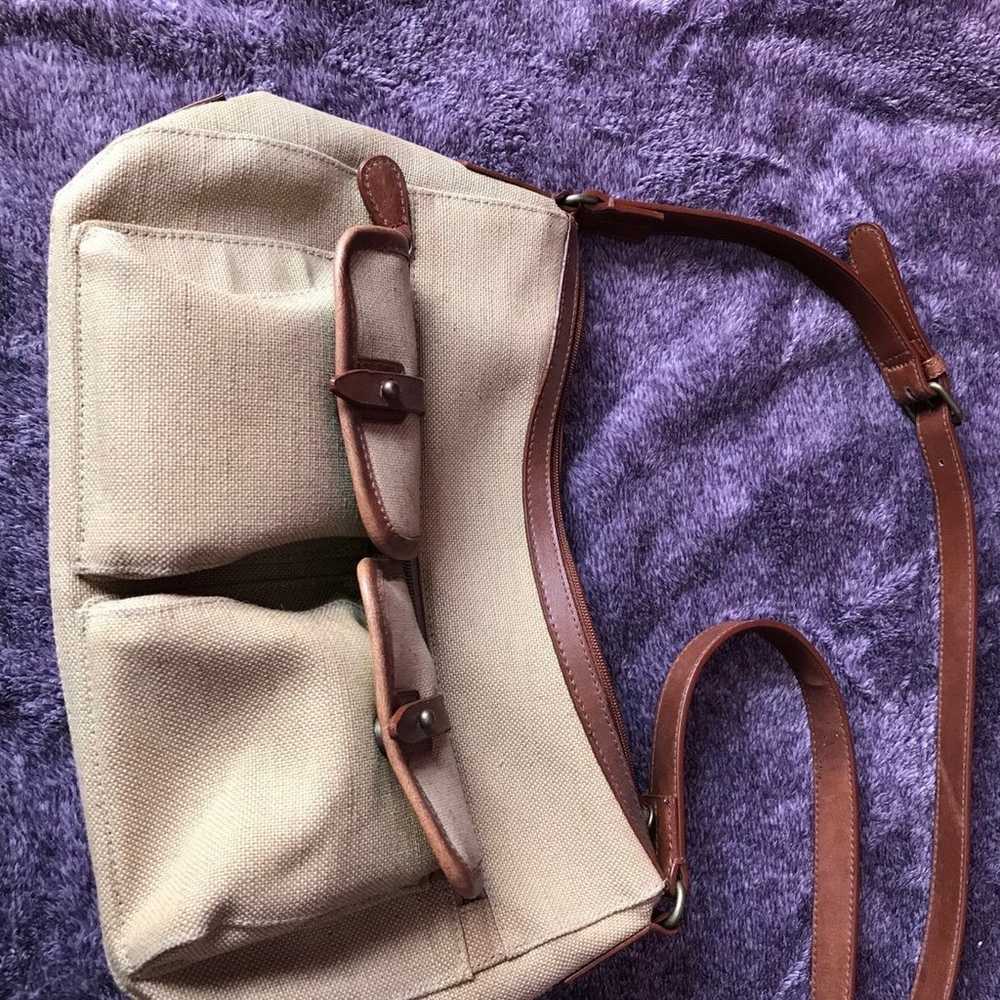 Burlap & Leather Handbag By Relic - image 3