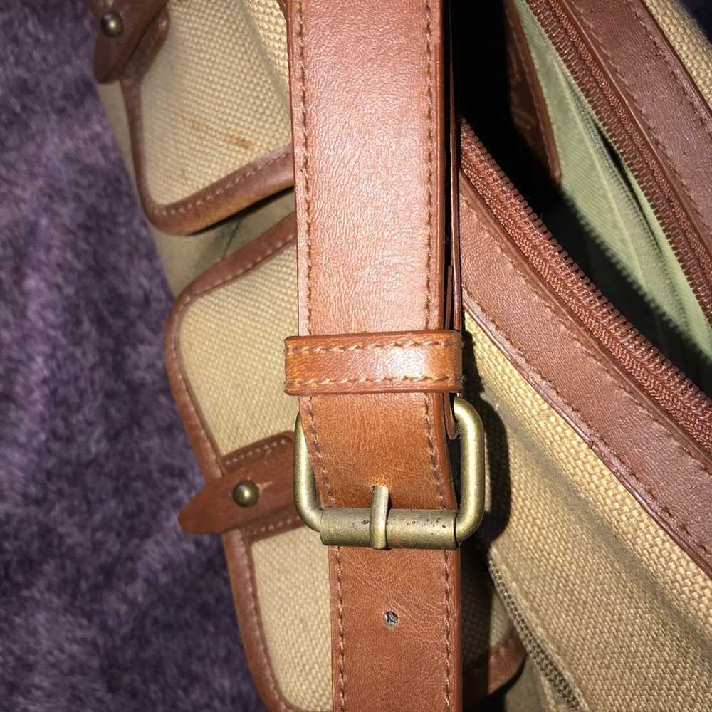 Burlap & Leather Handbag By Relic - image 8