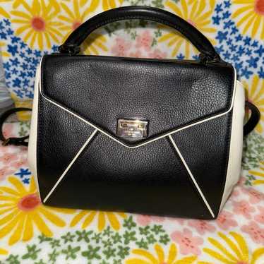 Kate Spade 100% Leather handbag Black Ivory Envel… - image 1