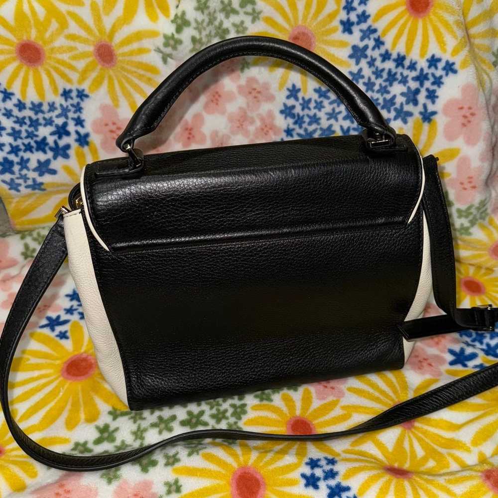Kate Spade 100% Leather handbag Black Ivory Envel… - image 3