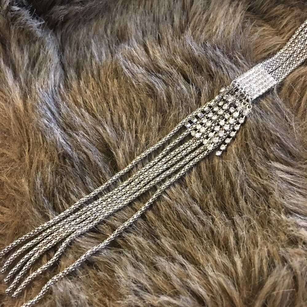 Vintage Vintage rope chain rhinestone fringe neck… - image 7