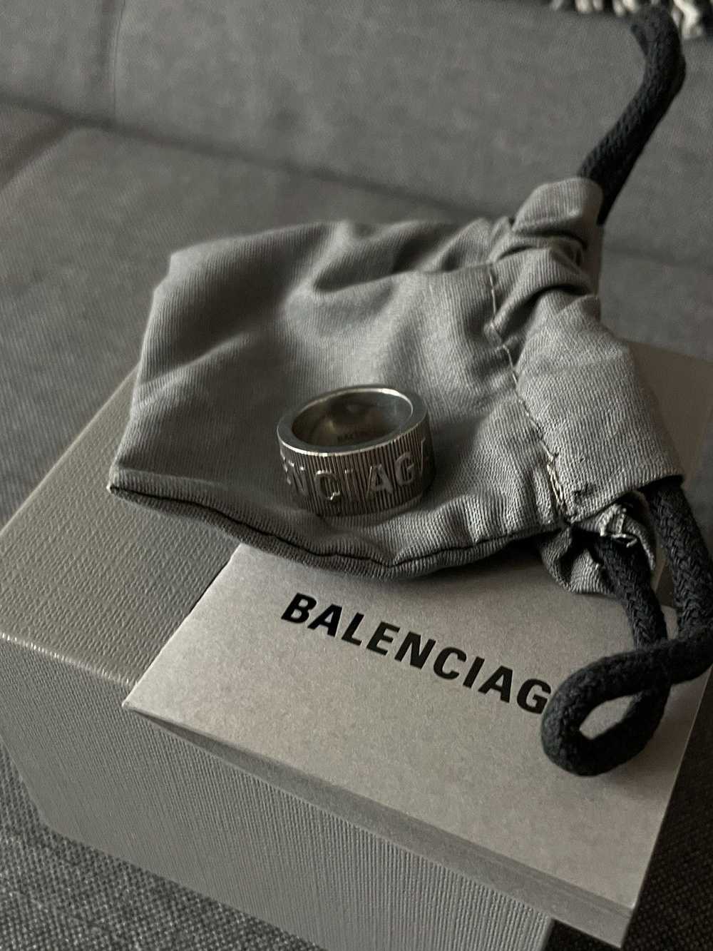 Balenciaga Balenciaga Force Stripped Silver Ring … - image 1