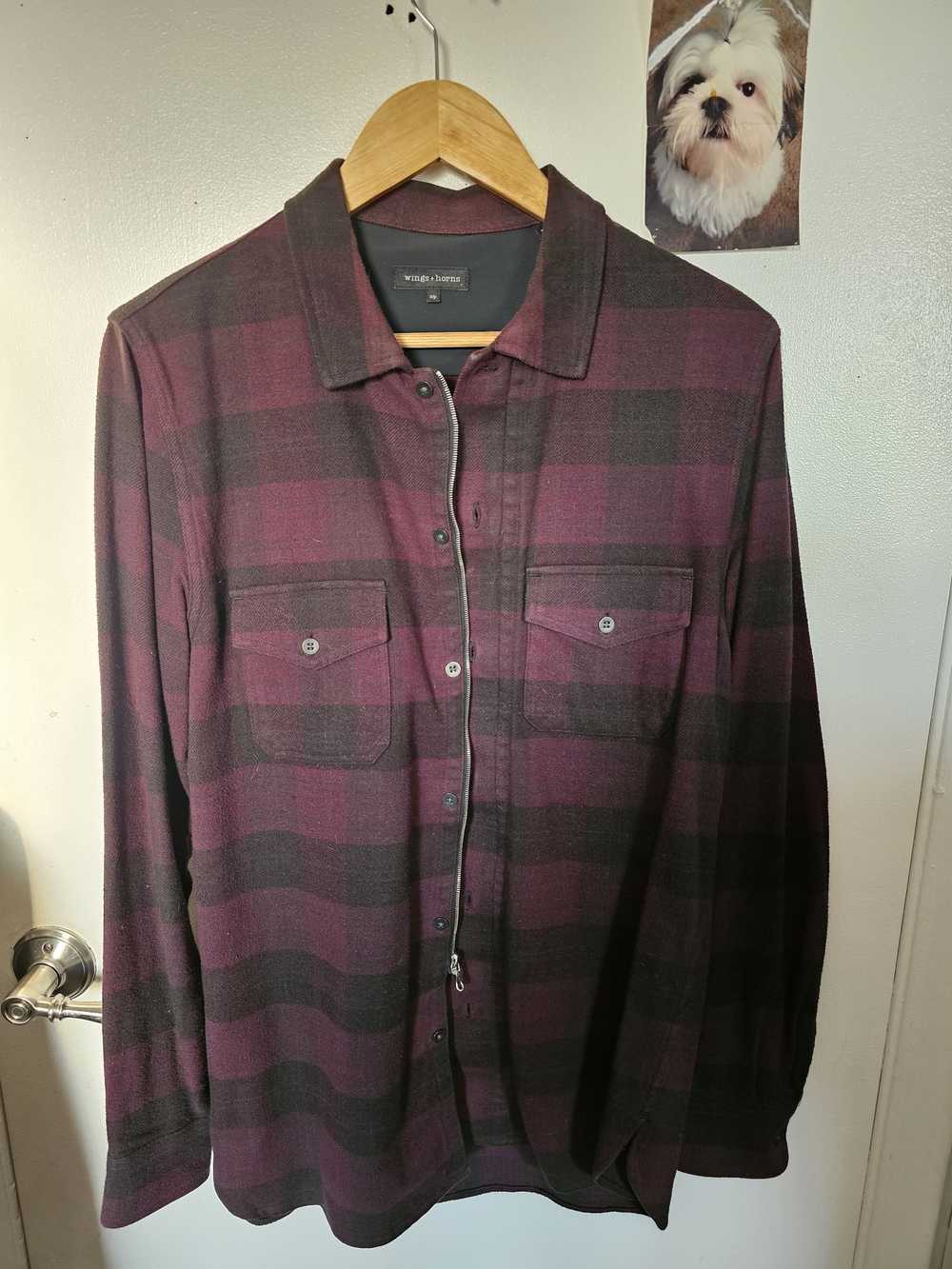 Wings + Horns Red Flannel Zip-Up Shirt - image 1