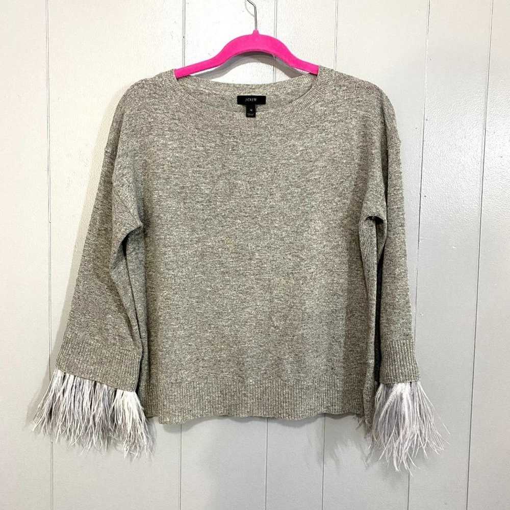 J.Crew J. Crew Gray 3/4 Sleeves Feather-trimmed W… - image 3