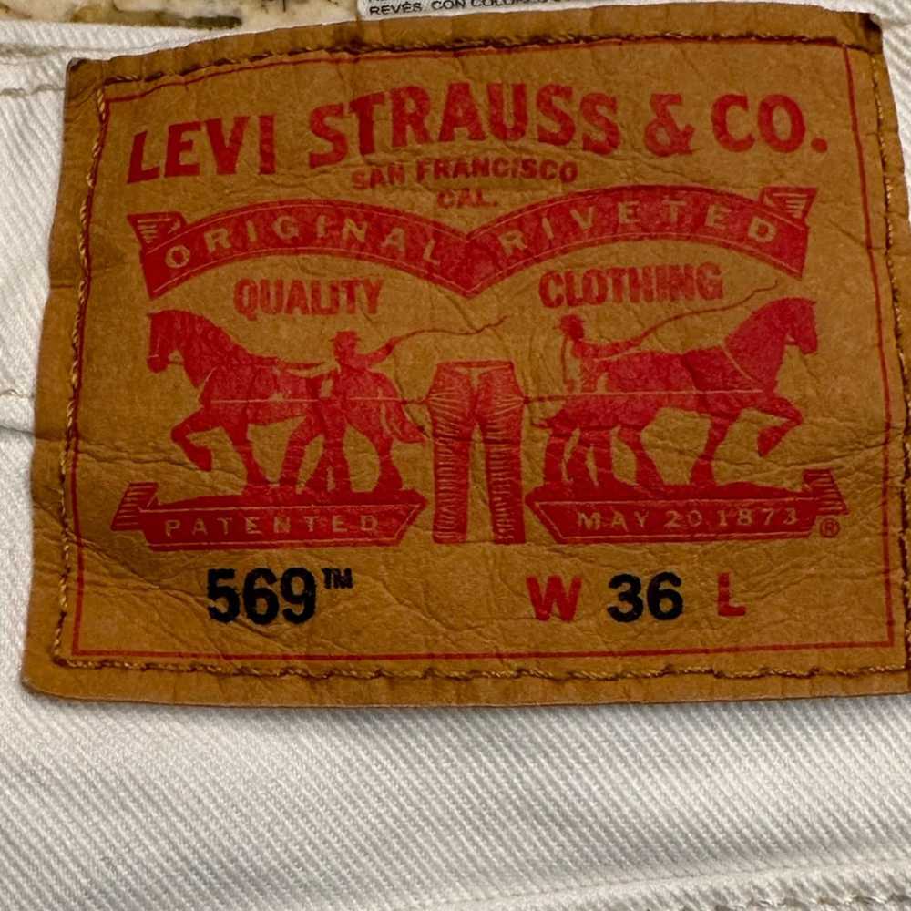 Levi's Levi's 569 Mens 36 White Denim Cotton Elas… - image 3