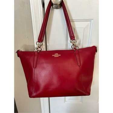 Coach red tote purse ava tote leather - image 1