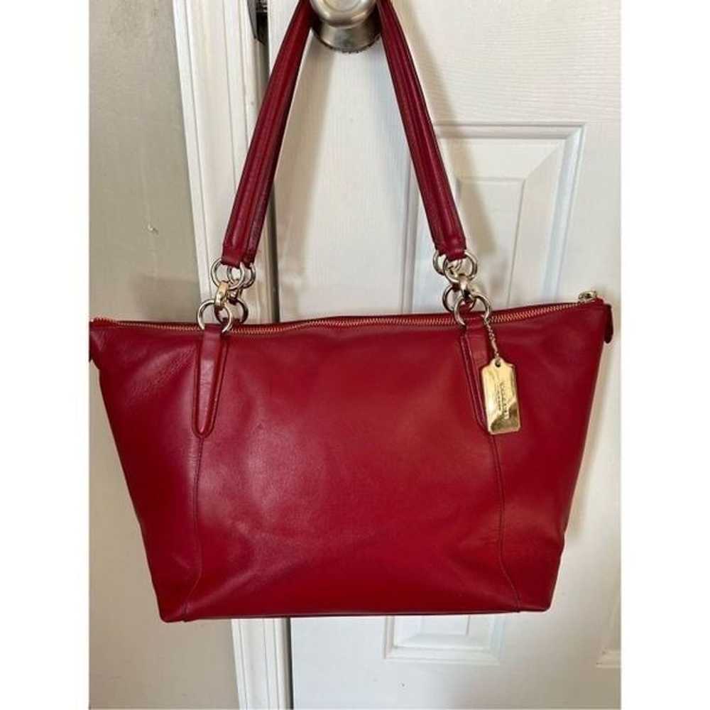 Coach red tote purse ava tote leather - image 2