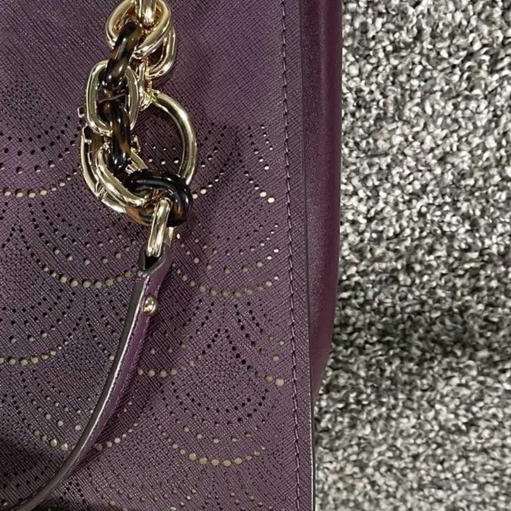 Michael Kors Purple Perforated Leather Sofia Tote - image 6