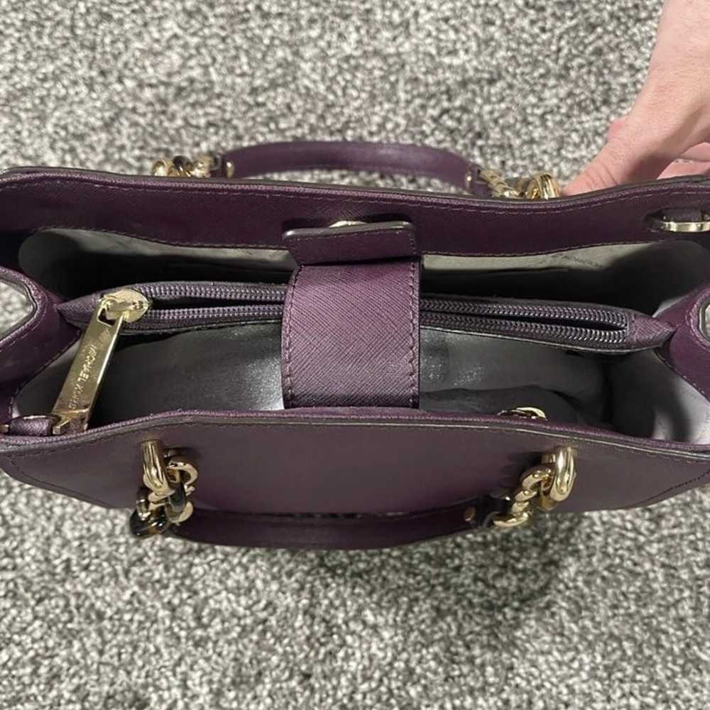 Michael Kors Purple Perforated Leather Sofia Tote - image 8