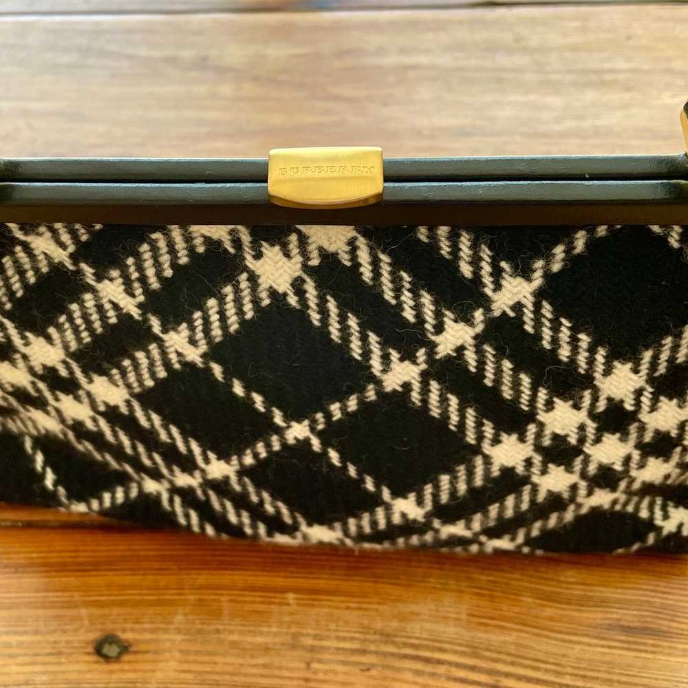 Vintage Wool Burberry B&W Handbag Purse - image 10