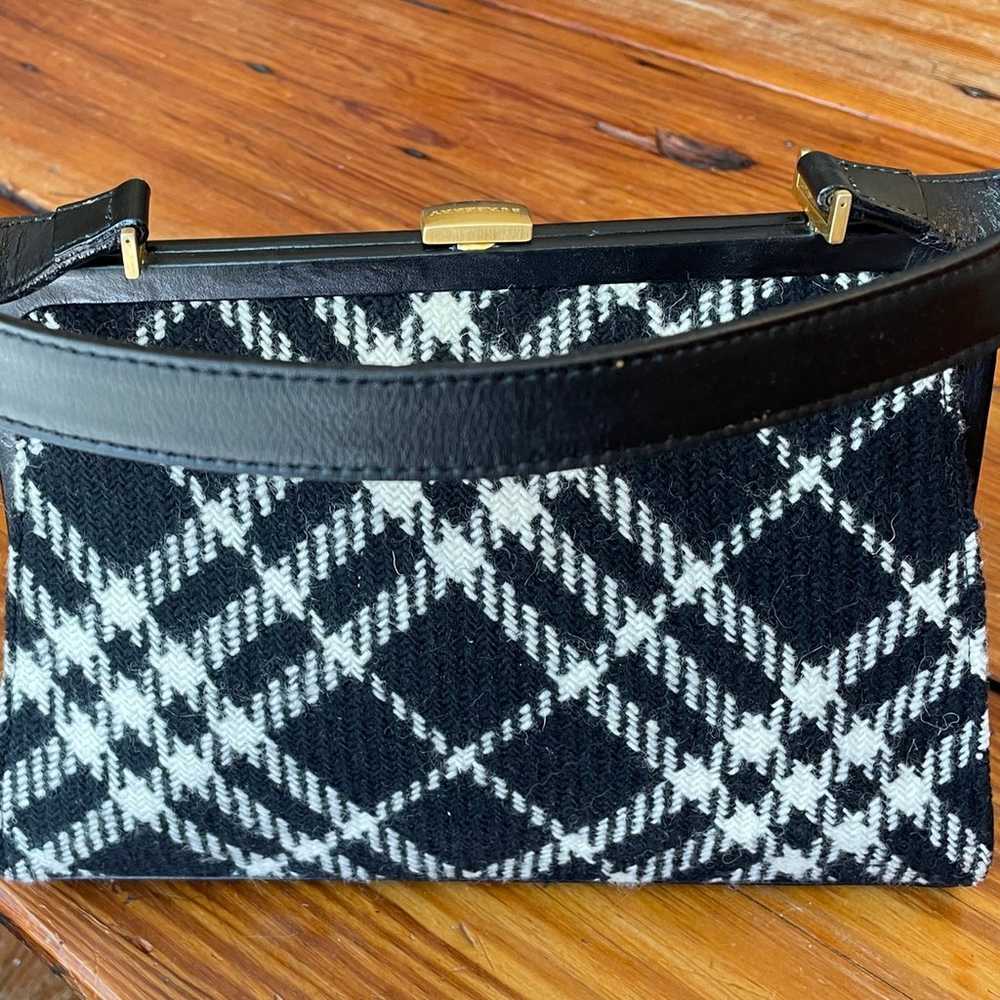 Vintage Wool Burberry B&W Handbag Purse - image 8