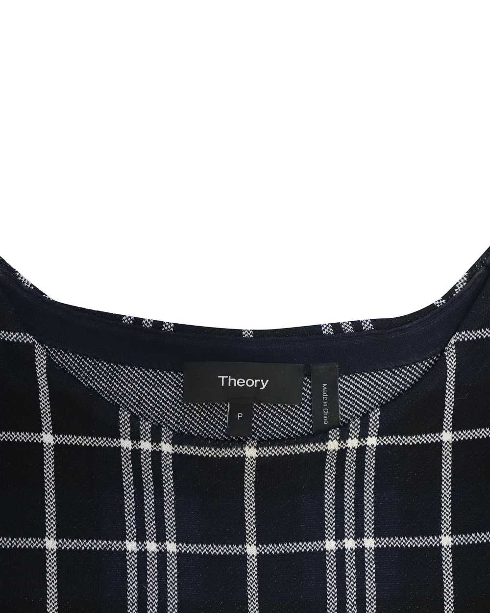 Theory Lustrate Plaid Peplum Blouse in Navy Blue … - image 4