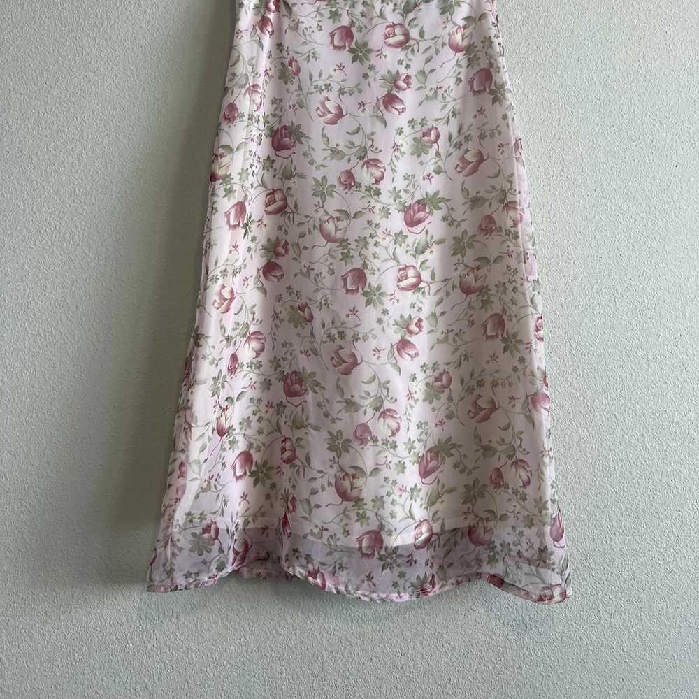 Designer Pink Roses Floral Vintage Sheer Skirt - image 2