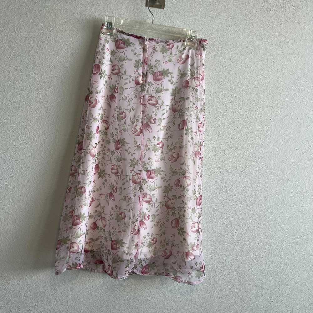 Designer Pink Roses Floral Vintage Sheer Skirt - image 3