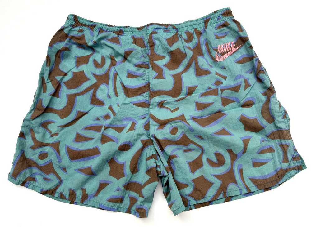 Nike × Vintage Vintage 90’s Nike Swim Shorts Abst… - image 2